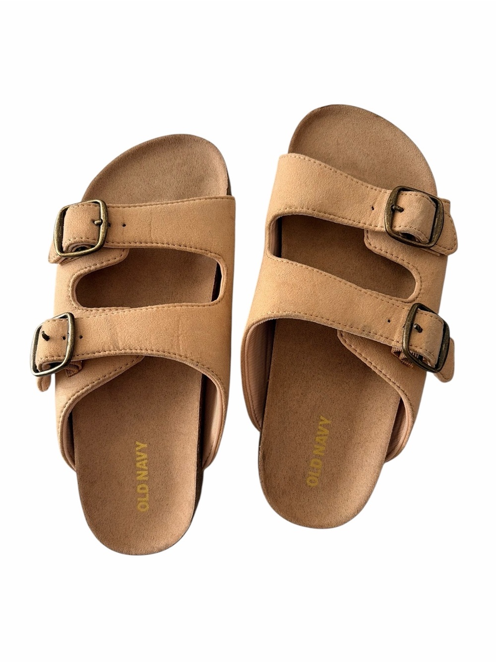 Boys Old Navy Tan Double-Strap Buckle Slide Sandals